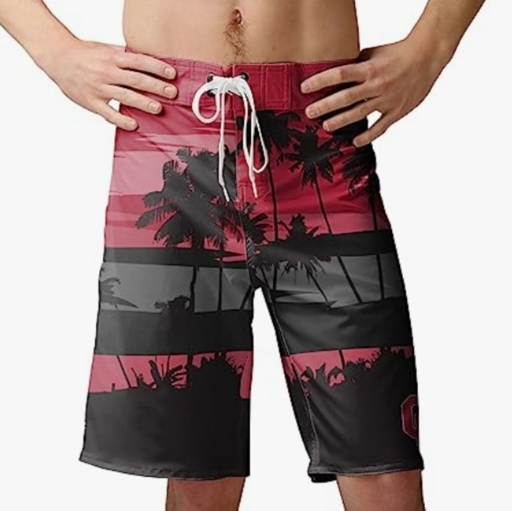 FOCO Men's Oklahoma Sooners Team Logo Sunset Swim Boardshorts Size L